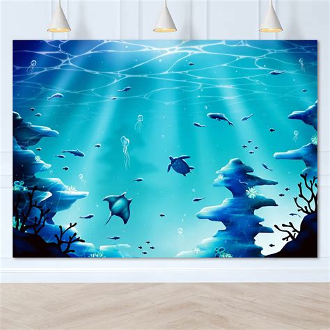 Buy 5x7 Ft Fabric Ocean Blue Party Backdrop Under The Sea Party