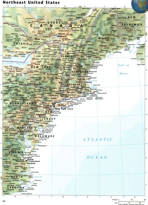 Northeast United States map with cities, Northeast US map physical ...