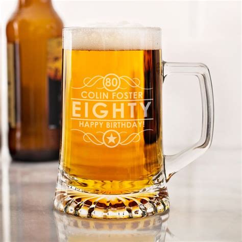 Personalised 80th Birthday Glass Tankard The T Experience