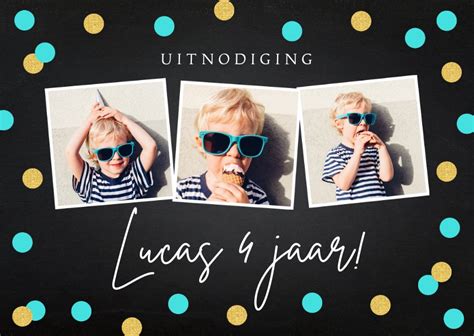 Uitnodiging Kinderfeestje Jongen Confetti Kaartje Go