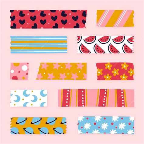 vector hand drawn washi tape collection