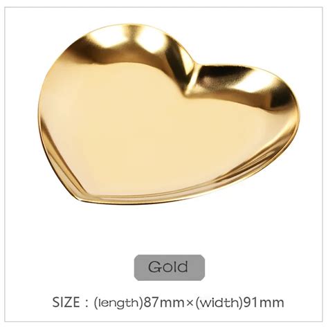 Stainless Steel Heart Shaped Jewelry Serving Plate Metal Tray