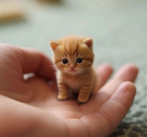 A Small Orange Kitten Sitting On Someone S Hand