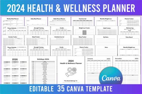 2024 Health And Wellness Planner Canva Graphic By Shumaya · Creative Fabrica