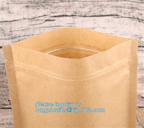 Custom Printed Kraft Paper Bags Food Grade With Window Bread Packaging