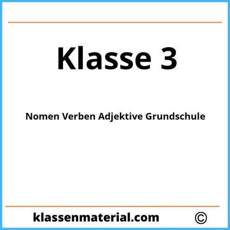 Nomen Verben Adjektive Bungen Grundschule Klasse