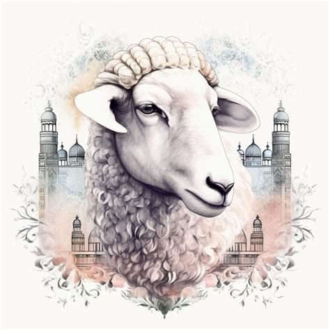 Premium Photo | A sheep with a background of a castle and the words ...