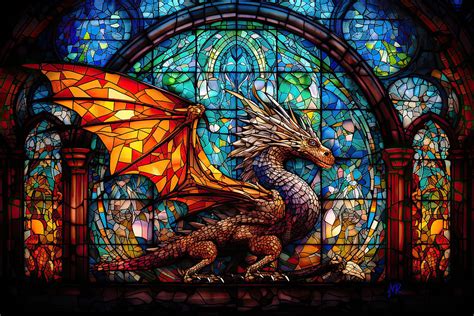 Stained Glass Dragon Window Digital Art By Adrian Reich Fine Art America