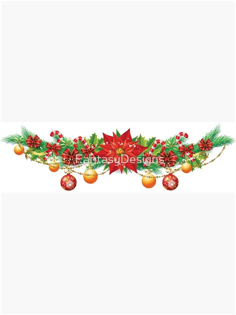 "Christmas Poinsettia Garland" Sticker by FantasyDesigns | Redbubble