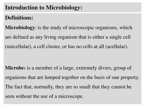 PPT Introduction To Microbiology PowerPoint Presentation Free