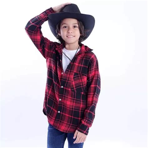 Camisa Xadrez Cowboy Flanelada Infantil Festa Junina Caipira