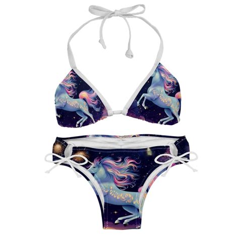 Starry Unicorn Adjustable Strap Bikini Set With Detachable Sponge Two