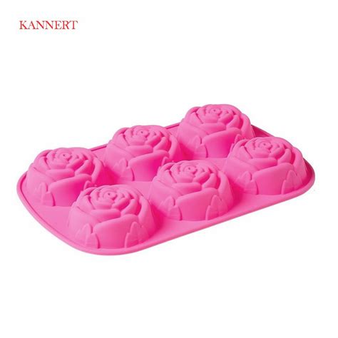 KANNERT 6 Rose Flower Silicone Cake Mold Ice Cream Chocolate Molds Soap