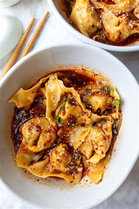 Spicy Szechuan Wontons In Spicy Szechuan Sauce A Dash Of Dolly