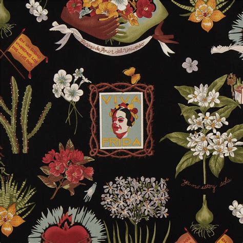 Schwarz Viva Frida Stoff Von Alexander Henry Mexiko Blumen Herz Modes U