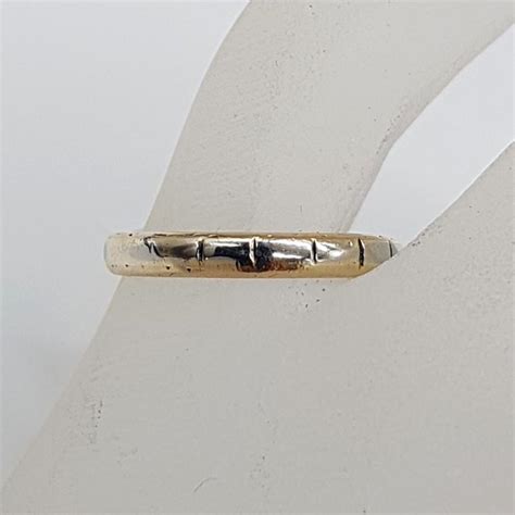 Ct Yellow Gold White Gold Patterned Wedding Band Ring Antique