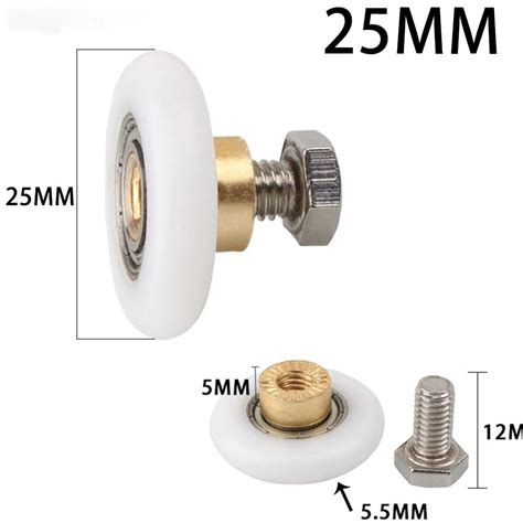 Btoer 4pcs Shower Room Pulley Bathroom Sliding Glass Door Wheels Nylon Copper Roller