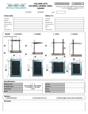 Fillable Online Column Lifts Saturno Venere Sirio Ecospace It Fax