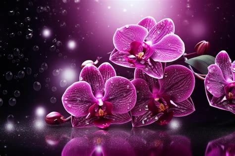 Premium Photo | Beautiful purple orchid flowers on a black background ...