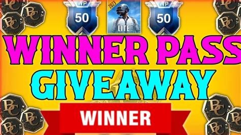 WINNER PASS GIVEAWAY ANNOUNCEMENT PUBG MOBILE LITE BC GIVEAWAY