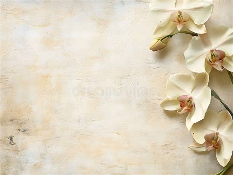 Generative Ai Elegant Ivory Orchids On Textured Background For Serene