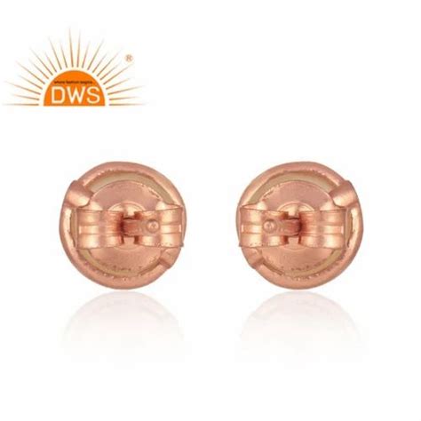 DWS White 925 Sterling Silver Rose Gold Plated Natural Pearl Stud