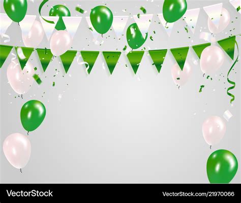 Green white balloons confetti concept design 15 Vector Image