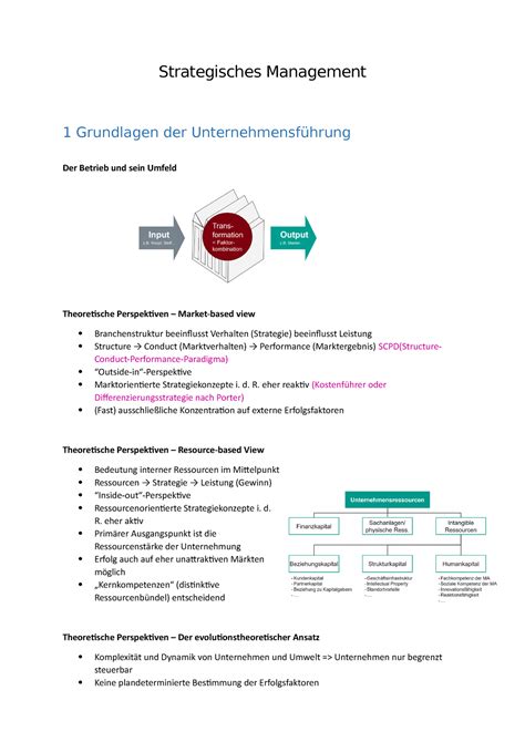 Strategisches Management Skriptbearbeitung Strategisches Management