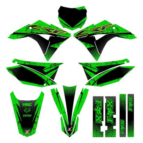 Kit Gráfico Adesivo Crf Plotagem Carenagem Biker Verde 0 20