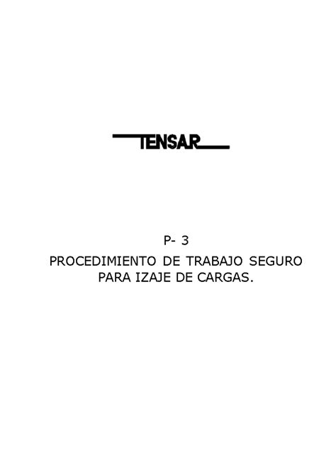 P 3 Procedimiento Para Izaje De Cargas P 3 PROCEDIMIENTO DE