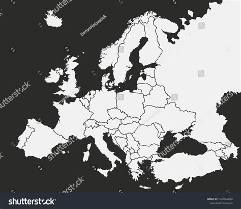 Europe Map Isolated On Black Background Stock Vector (Royalty Free ...