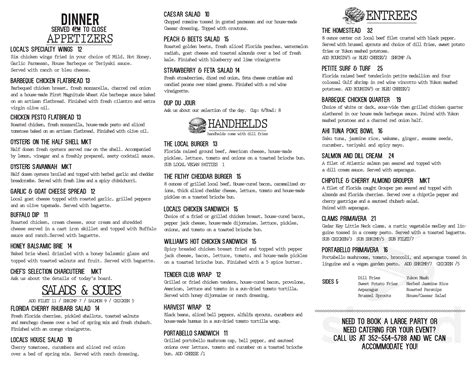 Local Provisions menu in Newberry, Florida, USA