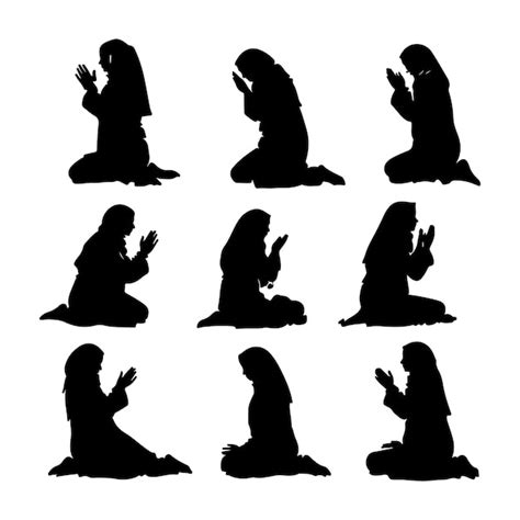 Premium Vector Muslim Woman Praying Silhouette Illustration