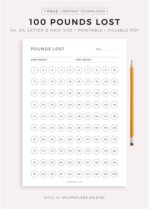 100 Pounds Lost Weight Tracker Printable Weight Loss Tracker Etsy