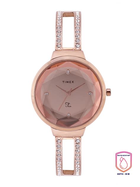 Timex Women Rose Gold Toned Dial And Rose Gold Toned Analogue Watch Twel13401 Price History