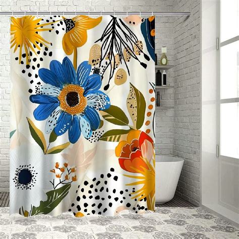 BCIIG Colorful Boho Bathroom Shower Curtain Pink Floral Sun Abstract