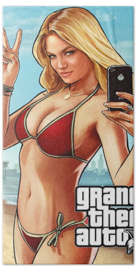 Grand Theft Auto V Girl Bikini Beach Girl Selfie Gta V Beach Towel By