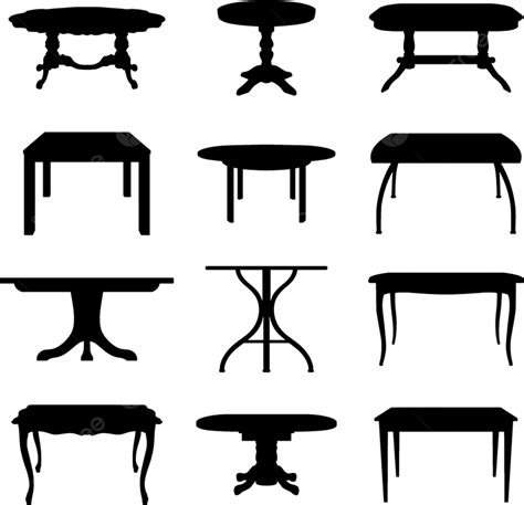 Coleção De Diferentes Silhuetas De Mesas Png Isolado Konovalov