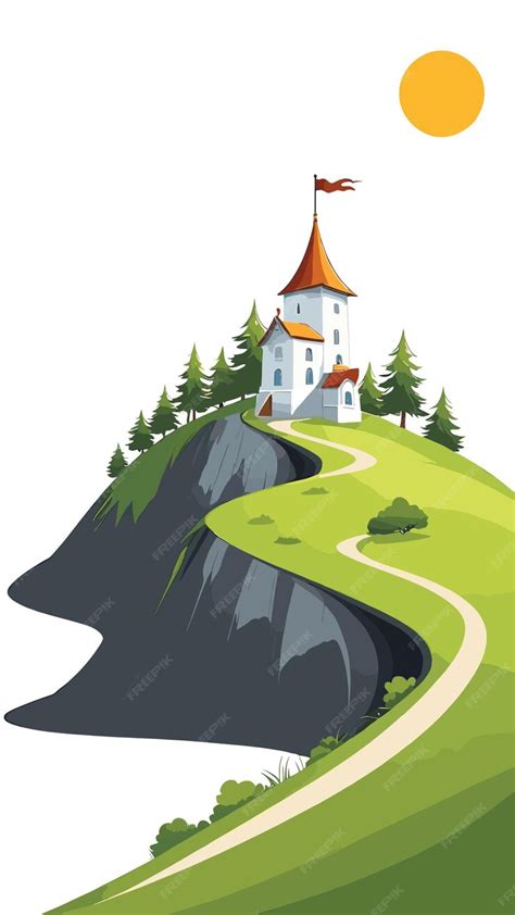 Premium Vector | Hill landscape drawing cartoon artwork vector