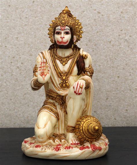 Indian God Hanuman Sitting Religious Statue With Gada Hindu Etsy