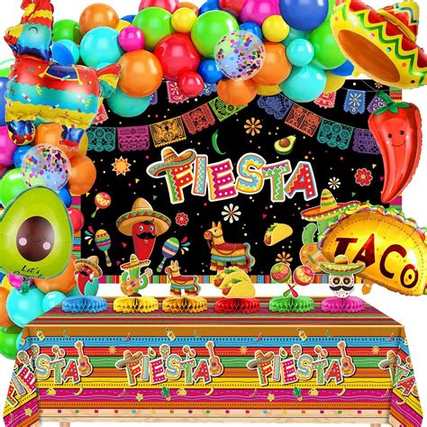 117pcs Fiesta Party Decorations Mexican Party Decorations Fiesta Balloon Garland