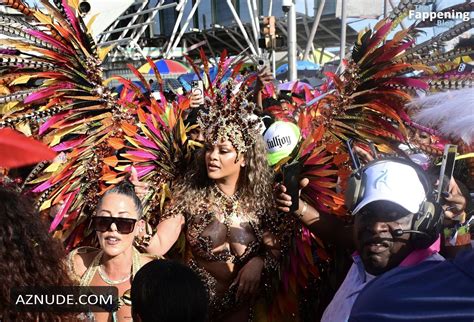 Rihanna Sexy Stuns In A Dazzling Bejeweled Bikini At Carnival Festival In Barbados AZNude