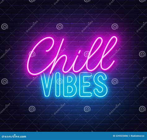 Chill Out Neon Lettering On Brick Wall Background Vector Illustration