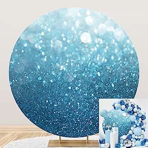 OERJU 7 5x7 5ft Blue Glitter Round Backdrop Shining Spot Bokeh Circle