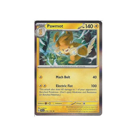 Pokemon Trading Card Game 076 193 Pawmot Rare Holo Card SV 02