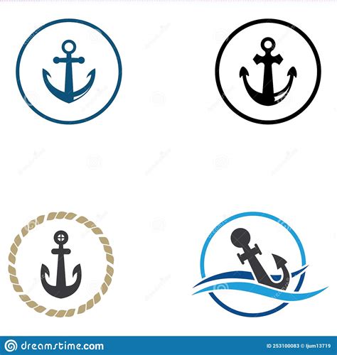 Logo And Anchor Symbol Design Vector Illustration Template Stock Vector