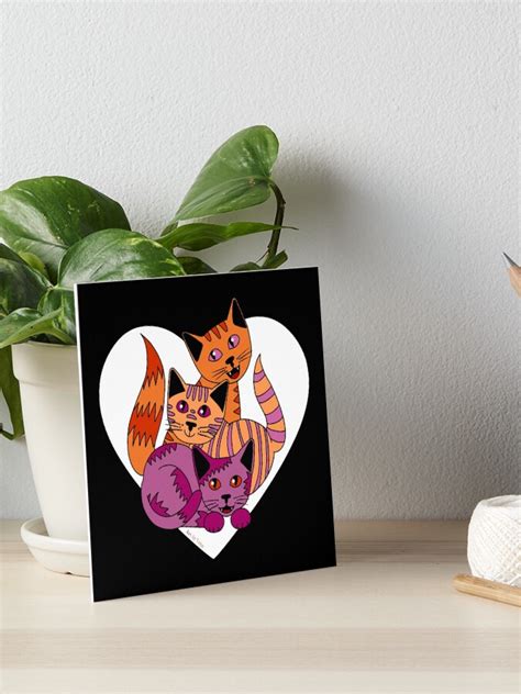 Three Lesbian Kitties Art Board Print For Sale By Artbyveya Redbubble