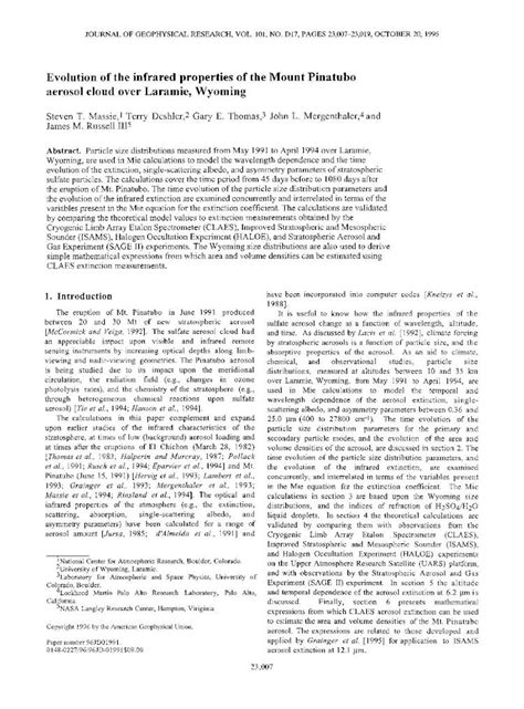 PDF Evolution Of The Infrared Properties Of The Mount Pinatubo