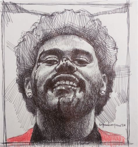 The Weeknd Drawing Ballpoint Pen Drawing Ballpen Portrait Drawing