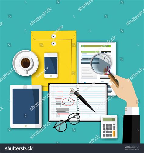 Auditing Concepts Auditor Table During Examination Stock Vector